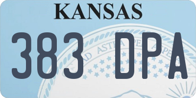 KS license plate 383DPA