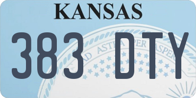 KS license plate 383DTY