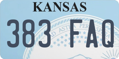 KS license plate 383FAQ