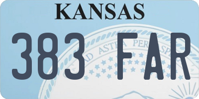 KS license plate 383FAR