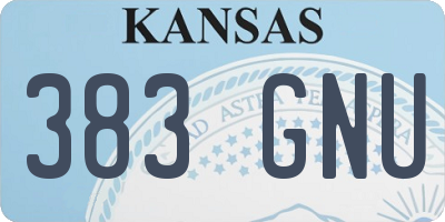KS license plate 383GNU
