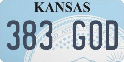 KS license plate 383GOD