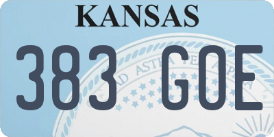 KS license plate 383GOE