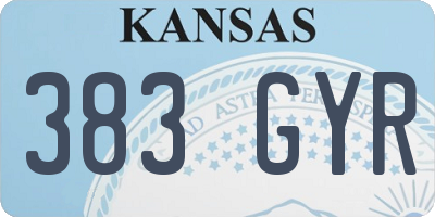 KS license plate 383GYR