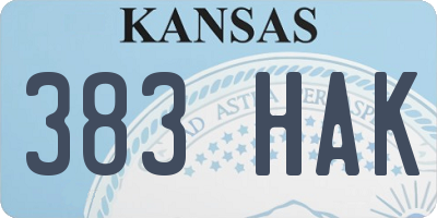 KS license plate 383HAK
