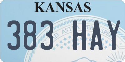 KS license plate 383HAY
