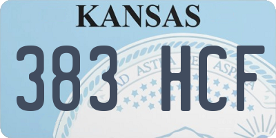 KS license plate 383HCF
