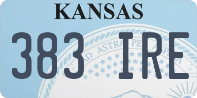 KS license plate 383IRE