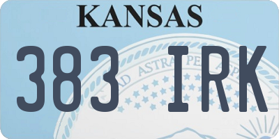 KS license plate 383IRK
