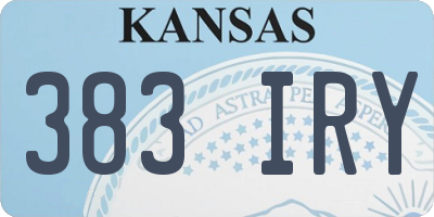 KS license plate 383IRY