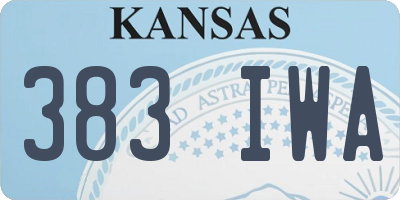 KS license plate 383IWA