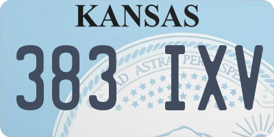 KS license plate 383IXV