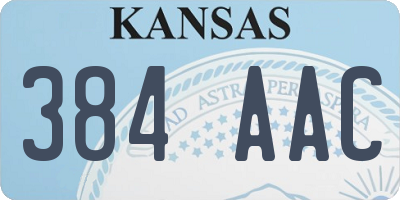 KS license plate 384AAC