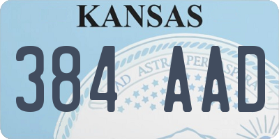 KS license plate 384AAD