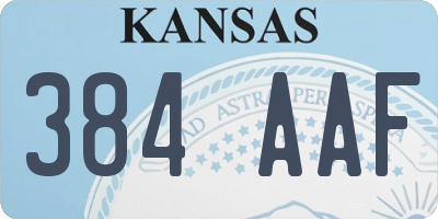 KS license plate 384AAF