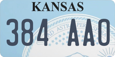 KS license plate 384AAO