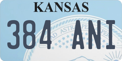 KS license plate 384ANI