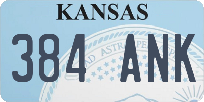 KS license plate 384ANK