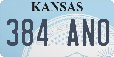 KS license plate 384ANO