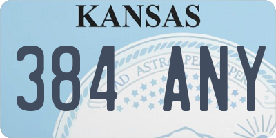 KS license plate 384ANY