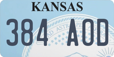KS license plate 384AOD