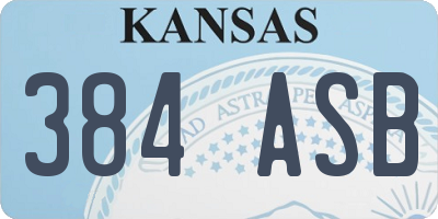 KS license plate 384ASB
