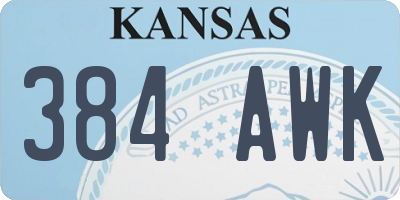 KS license plate 384AWK
