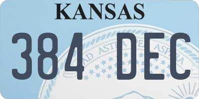 KS license plate 384DEC