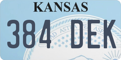 KS license plate 384DEK