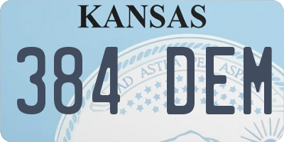 KS license plate 384DEM