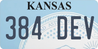 KS license plate 384DEV