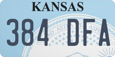 KS license plate 384DFA