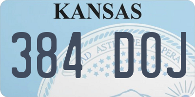 KS license plate 384DOJ