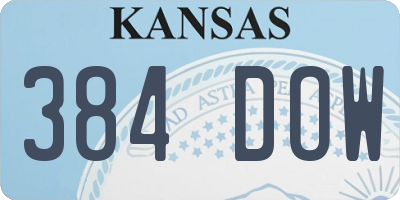 KS license plate 384DOW