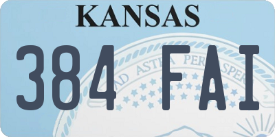 KS license plate 384FAI