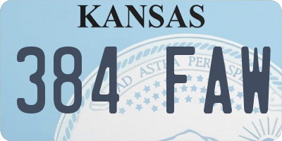 KS license plate 384FAW