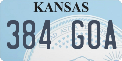KS license plate 384GOA