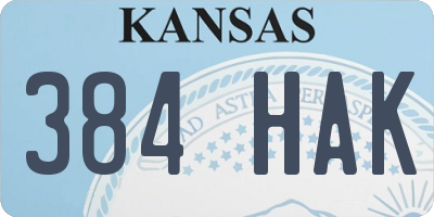 KS license plate 384HAK