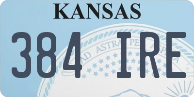 KS license plate 384IRE