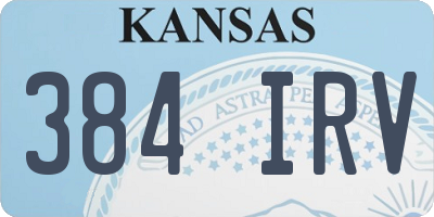 KS license plate 384IRV