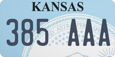 KS license plate 385AAA