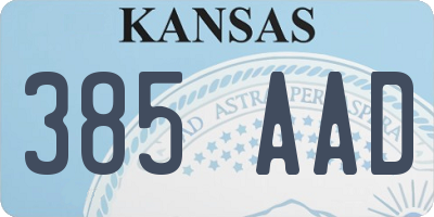 KS license plate 385AAD