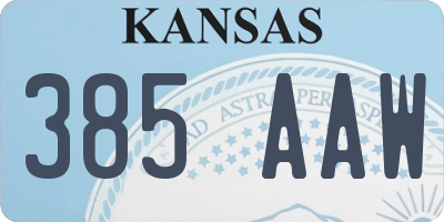 KS license plate 385AAW