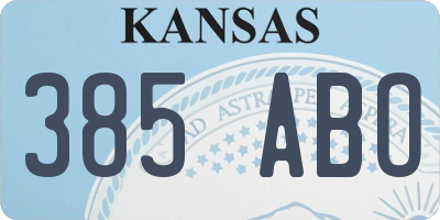KS license plate 385ABO