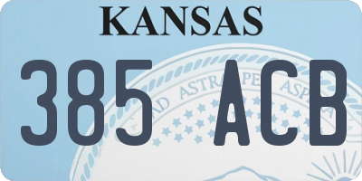 KS license plate 385ACB