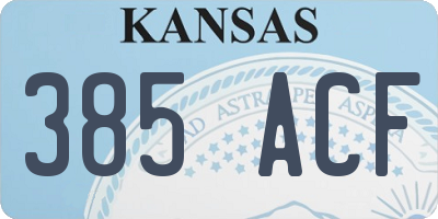KS license plate 385ACF