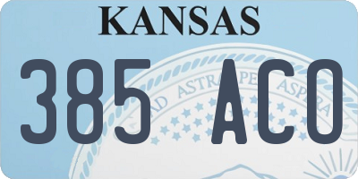 KS license plate 385ACO