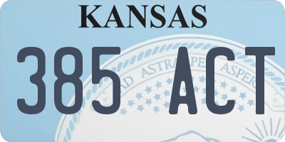 KS license plate 385ACT
