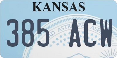 KS license plate 385ACW