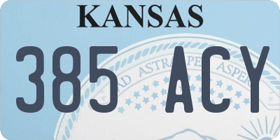 KS license plate 385ACY